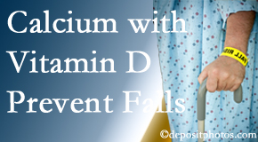 Calcium and vitamin D supplementation may be recommended to Ashburn chiropractic patients who are at risk of falling.