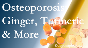 Poulin Chiropractic of Herndon and Ashburn shares benefits of ginger, FLL and turmeric for osteoporosis care and treatment.