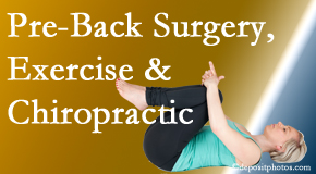 Poulin Chiropractic of Herndon and Ashburn suggests beneficial pre-back surgery chiropractic care and exercise to physically prepare for and possibly avoid back surgery.