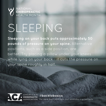 Poulin Chiropractic of Herndon and Ashburn recommends putting a pillow under your knees when sleeping on your back.