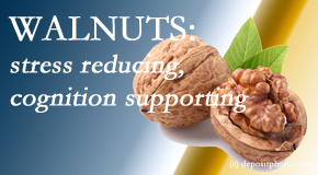Poulin Chiropractic of Herndon and Ashburn shares a picture of a walnut which is said to be good for the gut and reduce stress.