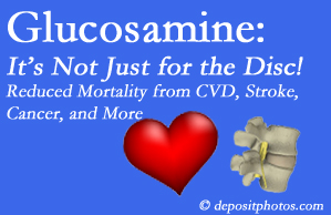 Ashburn health benefits from glucosamine utilization include reduced overall early mortality and mortality from cardiovascular issues.