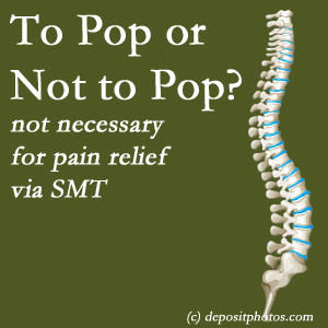 Ashburn and Herndon chiropractic spinal manipulation treatment may have a audible pop...or not! SMT is effective either way.